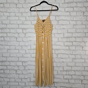 Angie yellow stripe button down midi dress